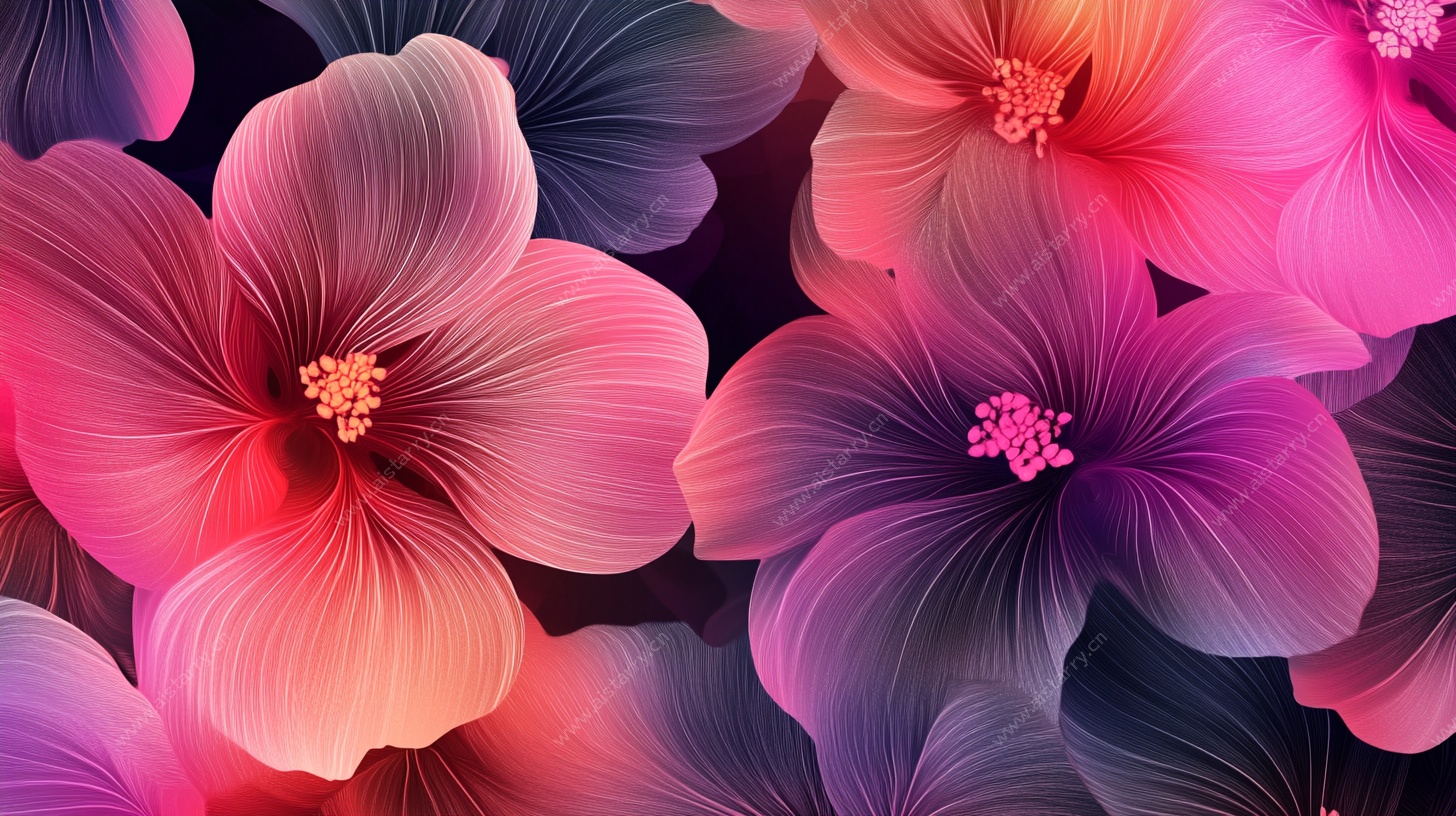 梦幻绚丽扶桑花图案