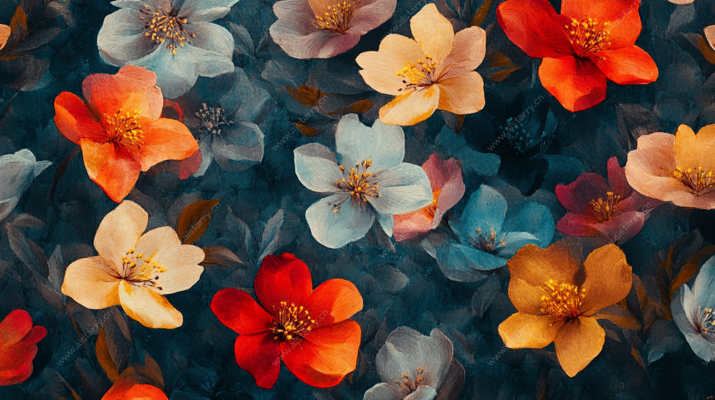 多彩花卉梦幻背景图