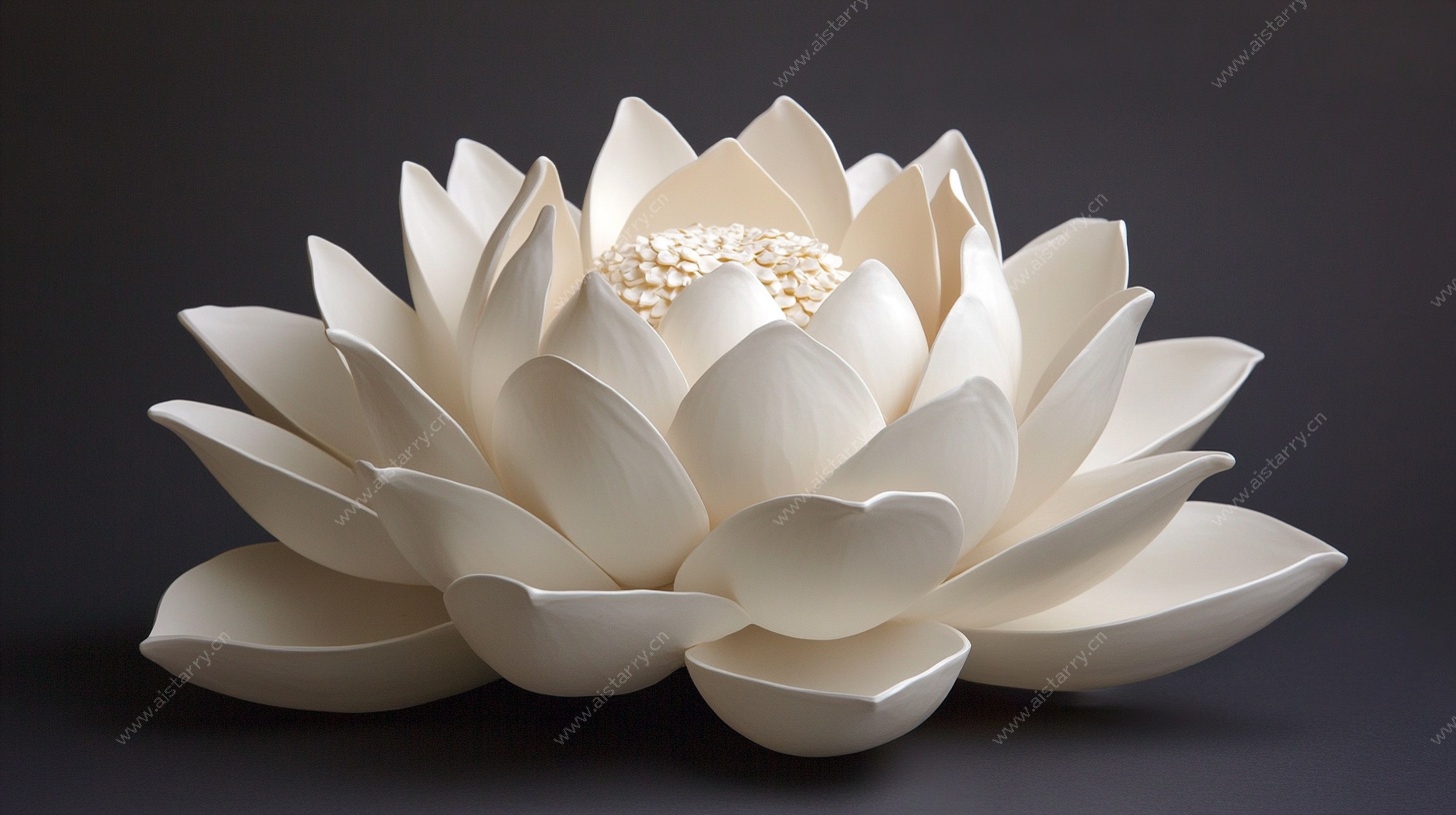 白色陶瓷莲花雕塑