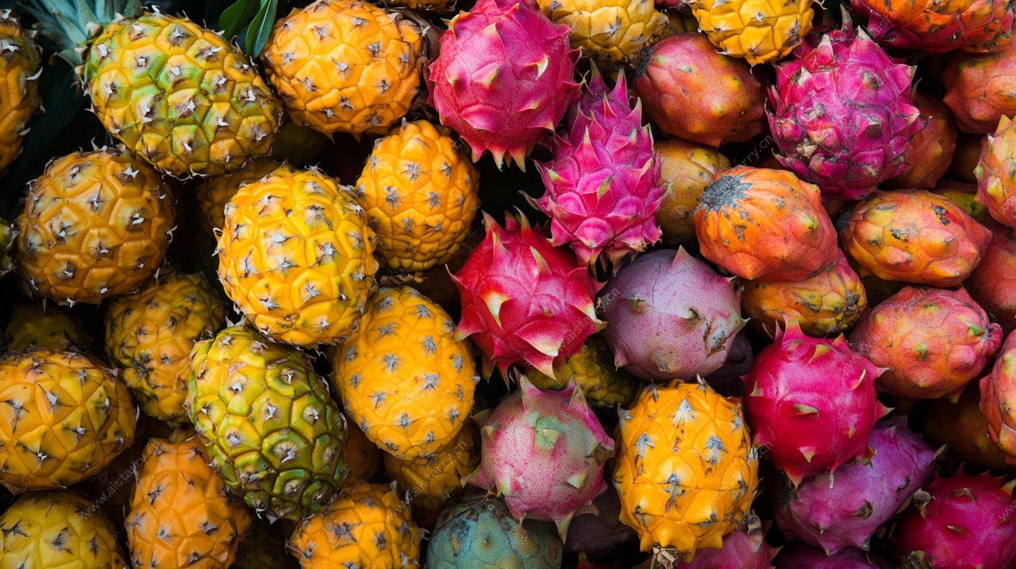 多彩热带水果堆叠画面