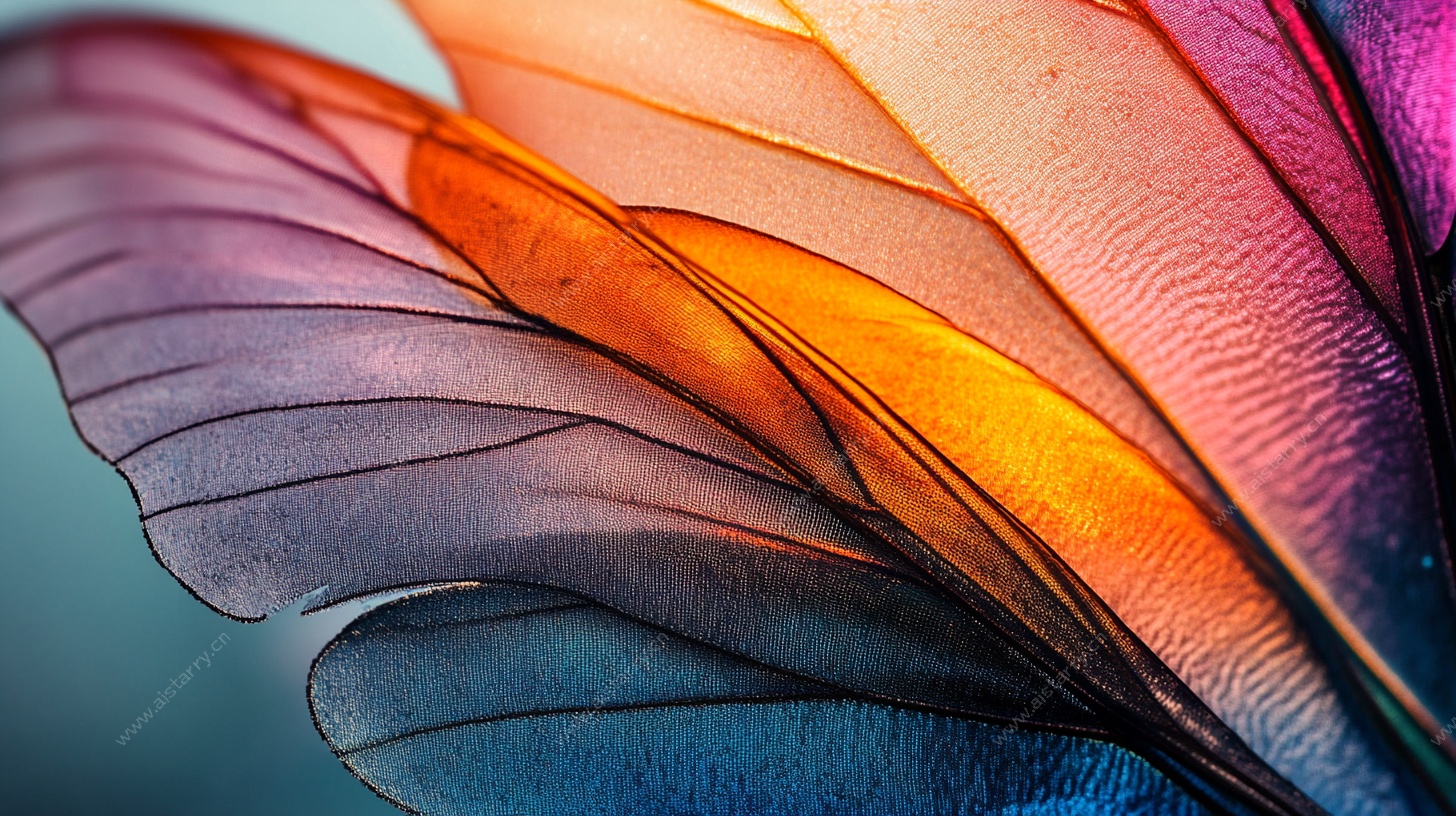 梦幻绚丽的彩色羽翼