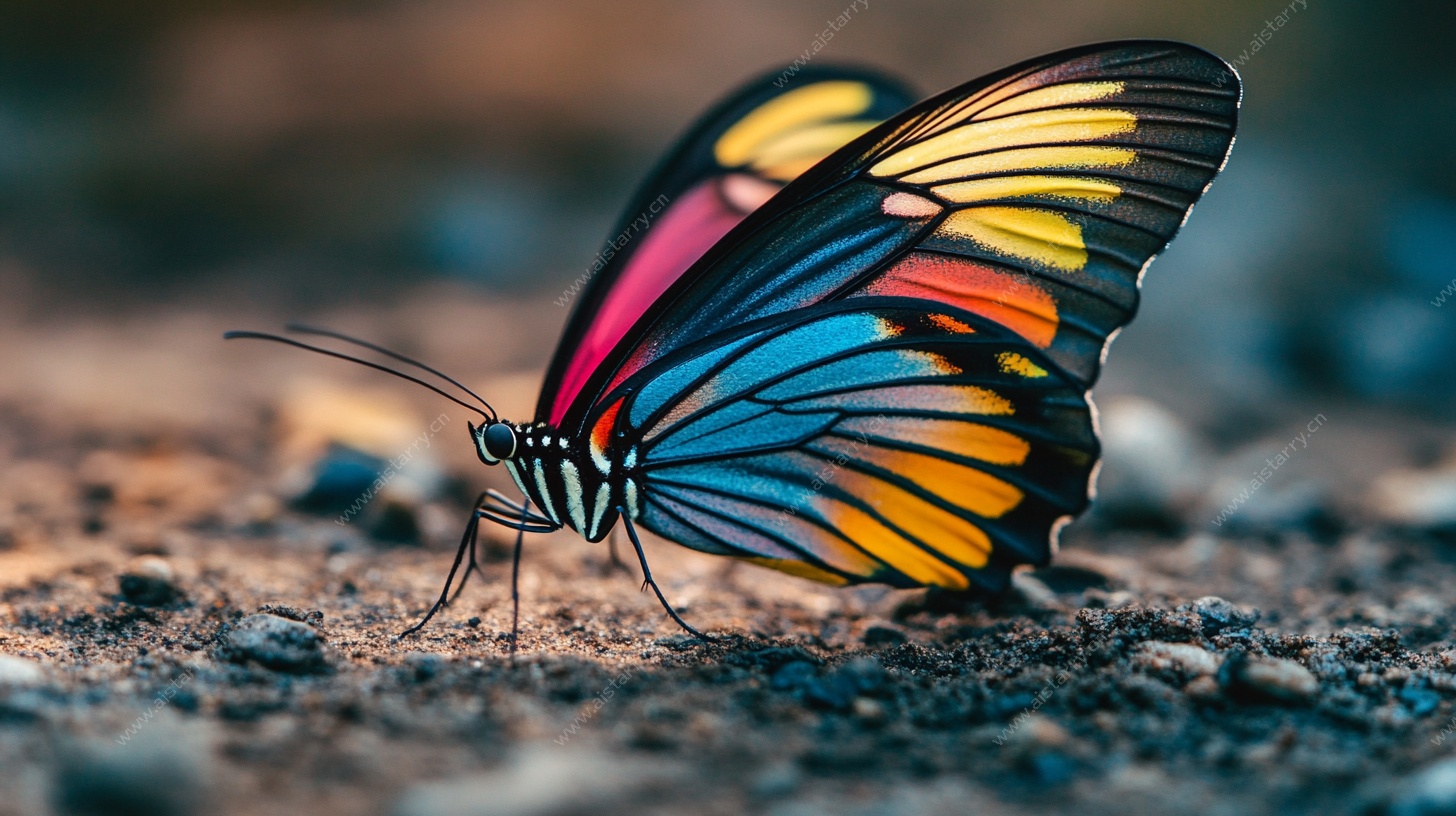 五彩斑斓蝴蝶特写画面