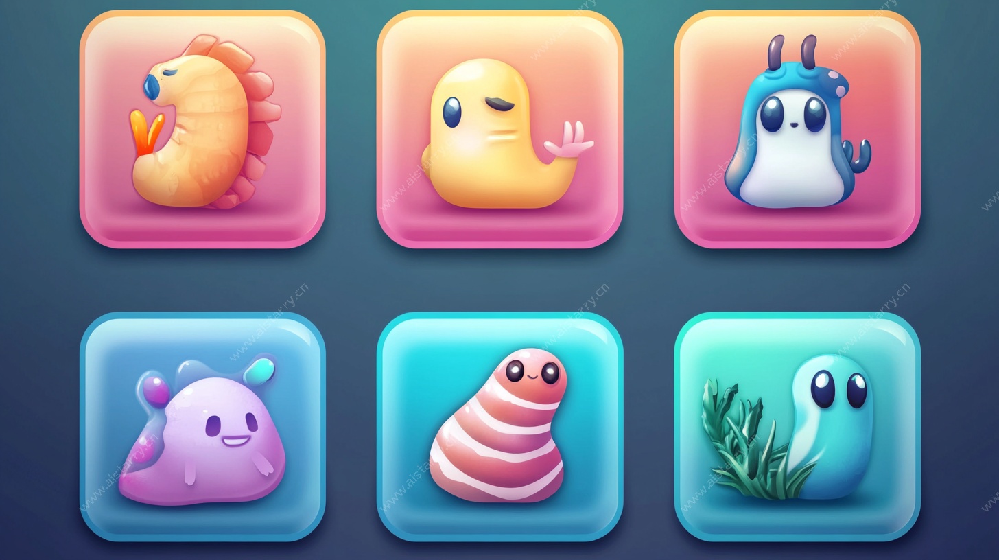 可爱海洋生物图标集合