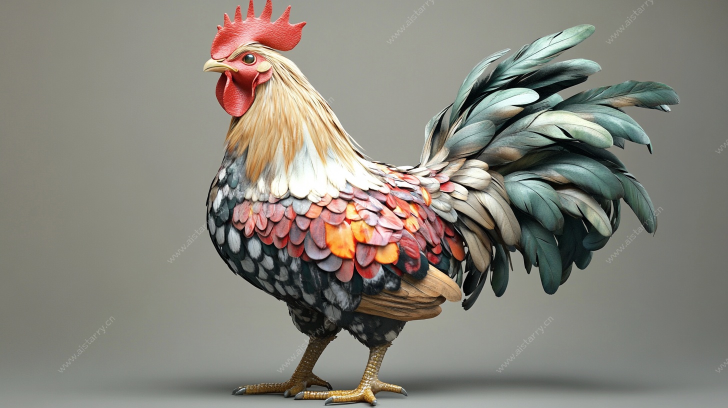 彩色公鸡3D模型