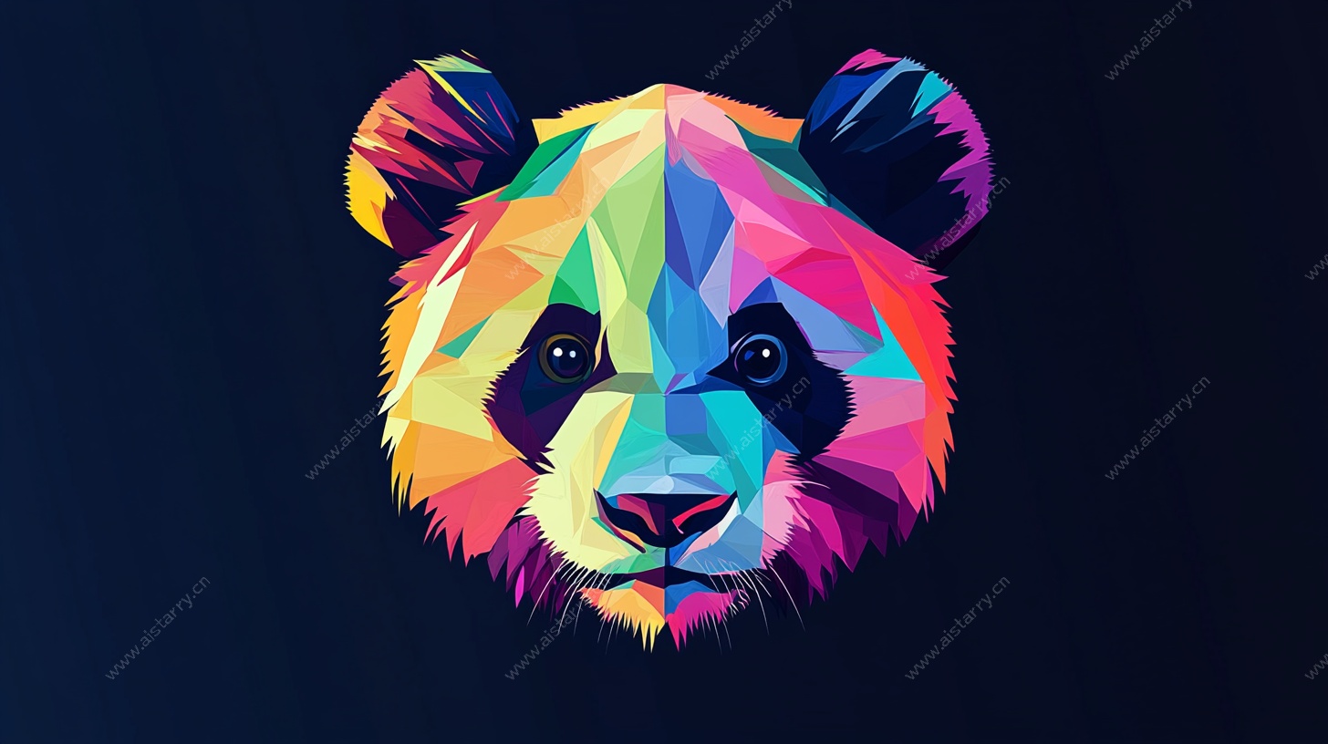 多彩几何熊猫头像