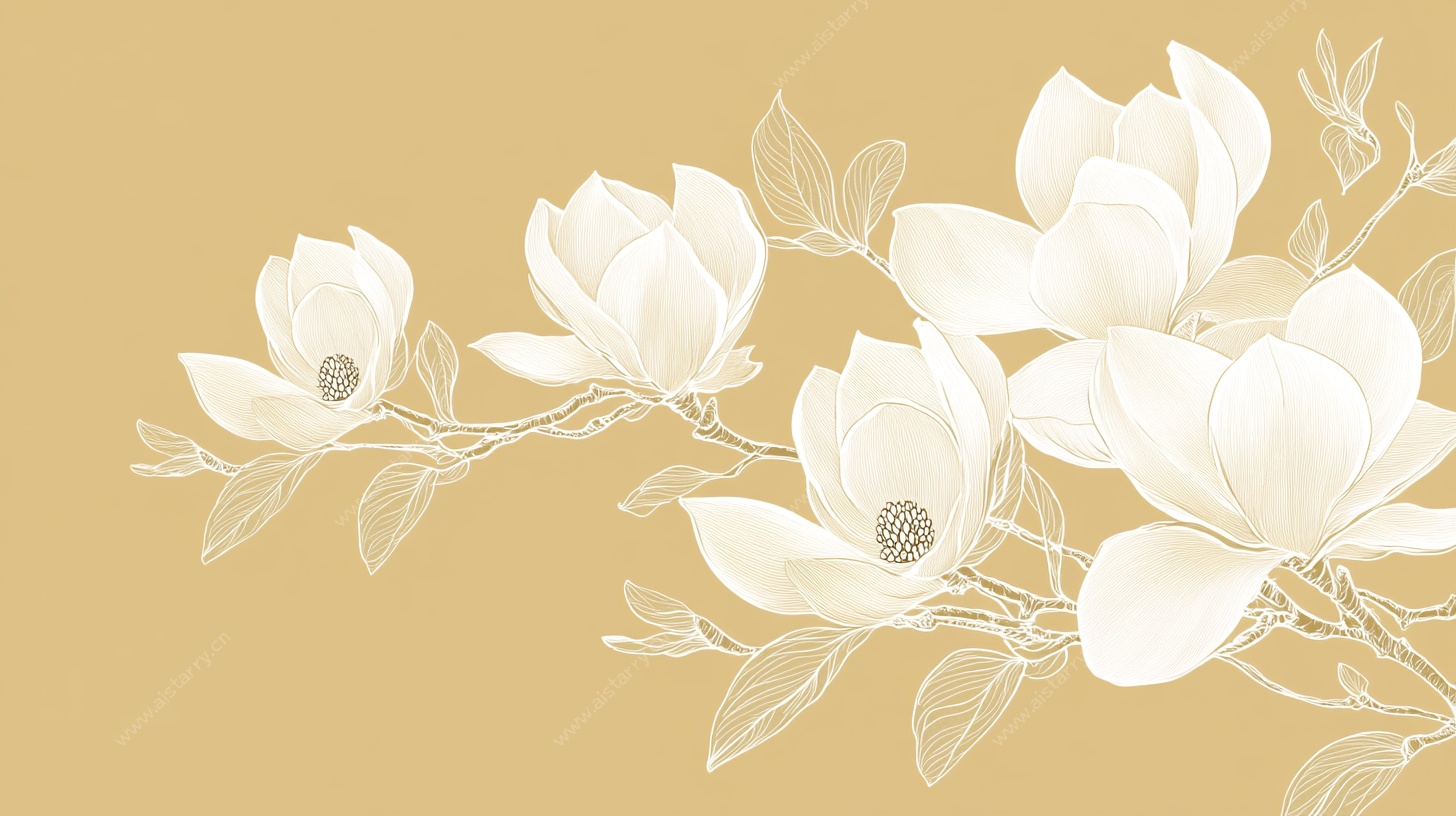 白玉兰花卉插画