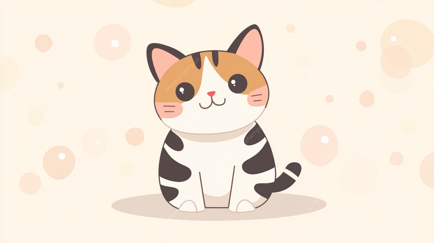 可爱三色猫咪插画