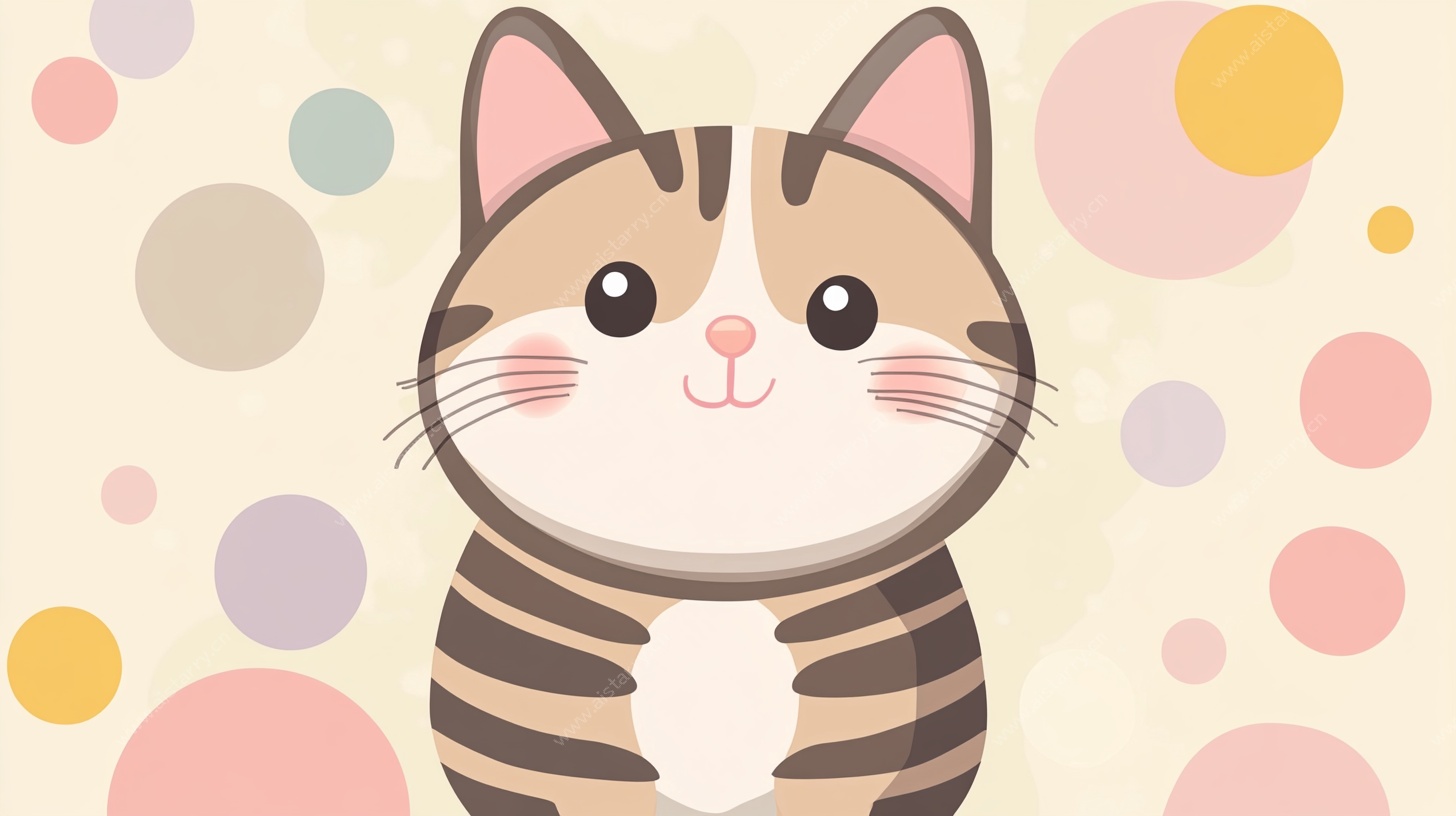 可爱条纹猫咪插画