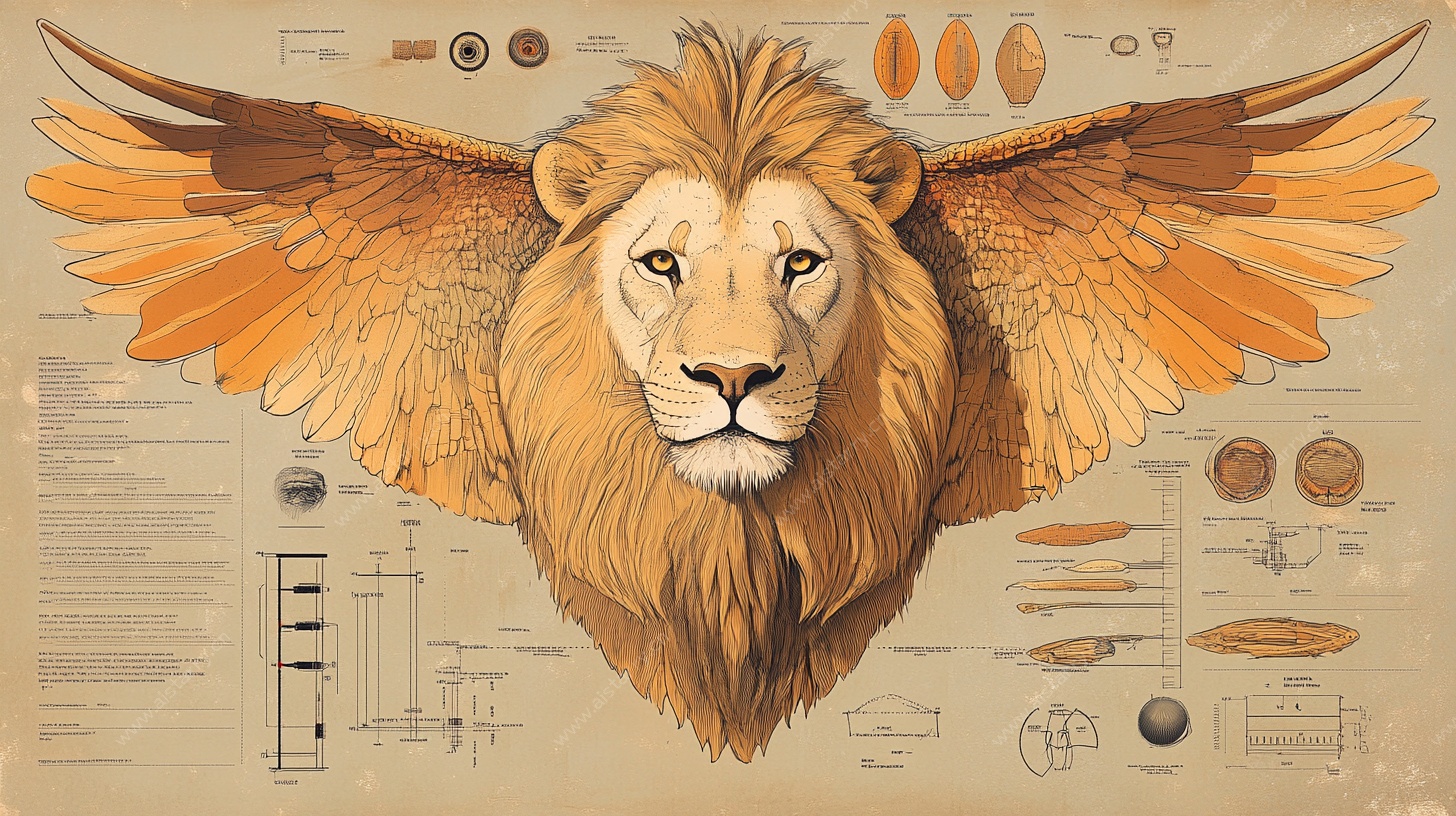 飞翼雄狮机械风插画