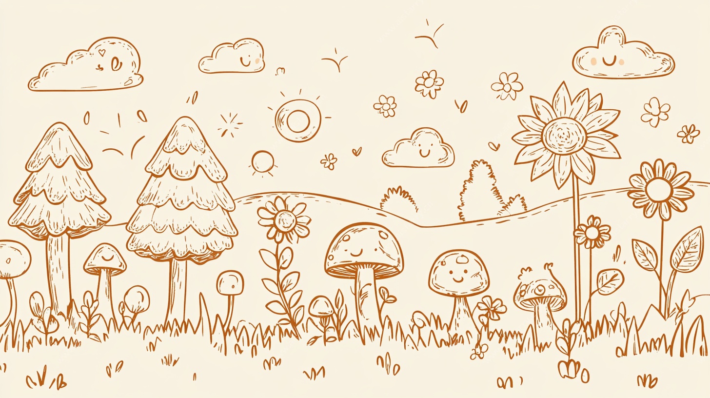 手绘田园风光插画