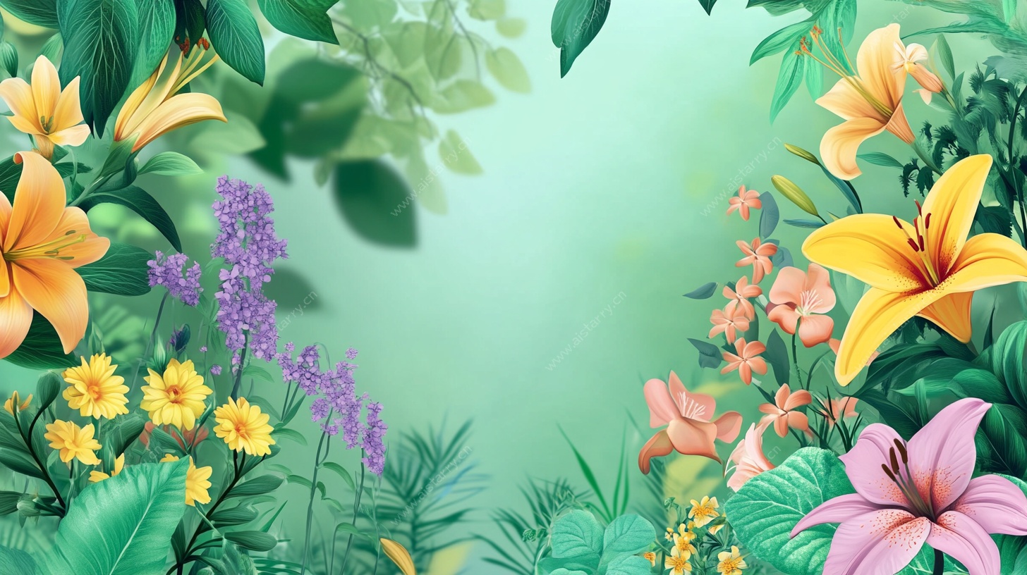 清新花卉绿植背景图