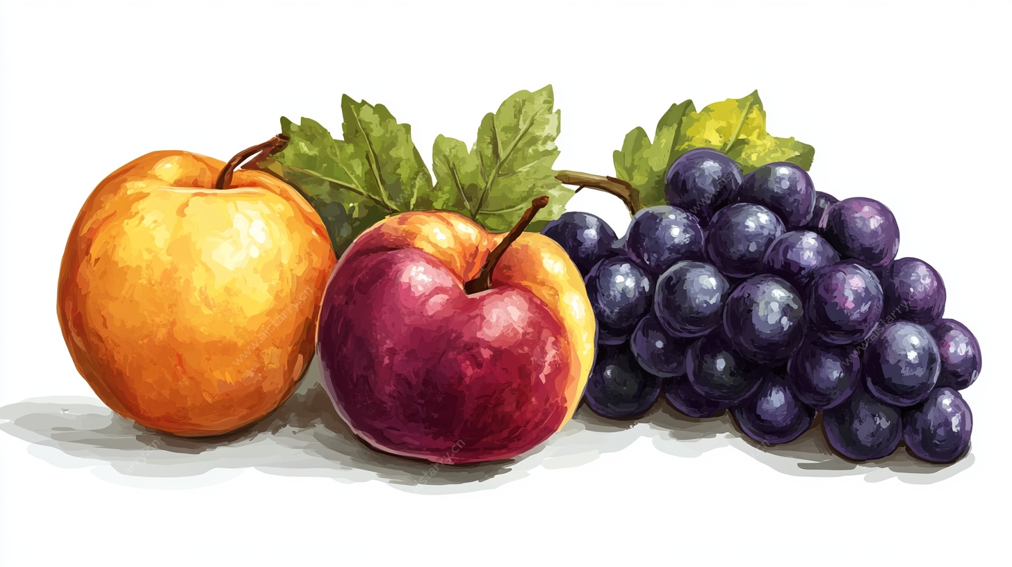 水彩绘水果静物图