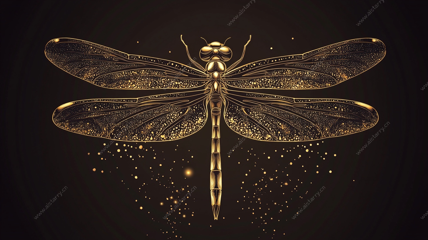 金色璀璨蜻蜓插画