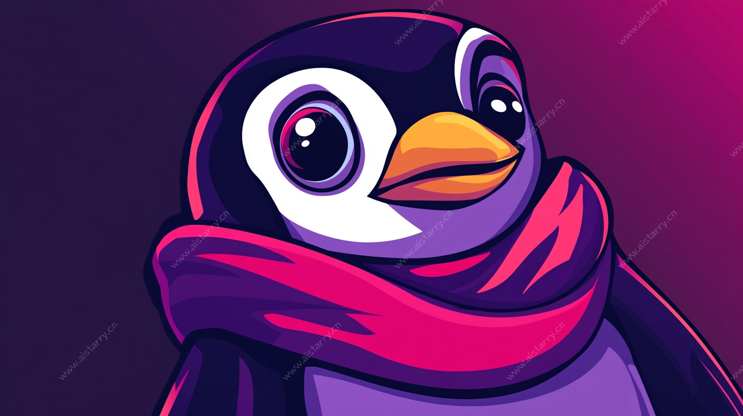 戴围巾的可爱企鹅插画