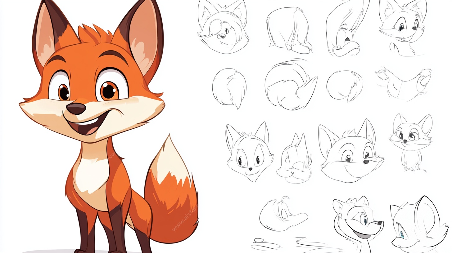 卡通狐狸角色设计草图