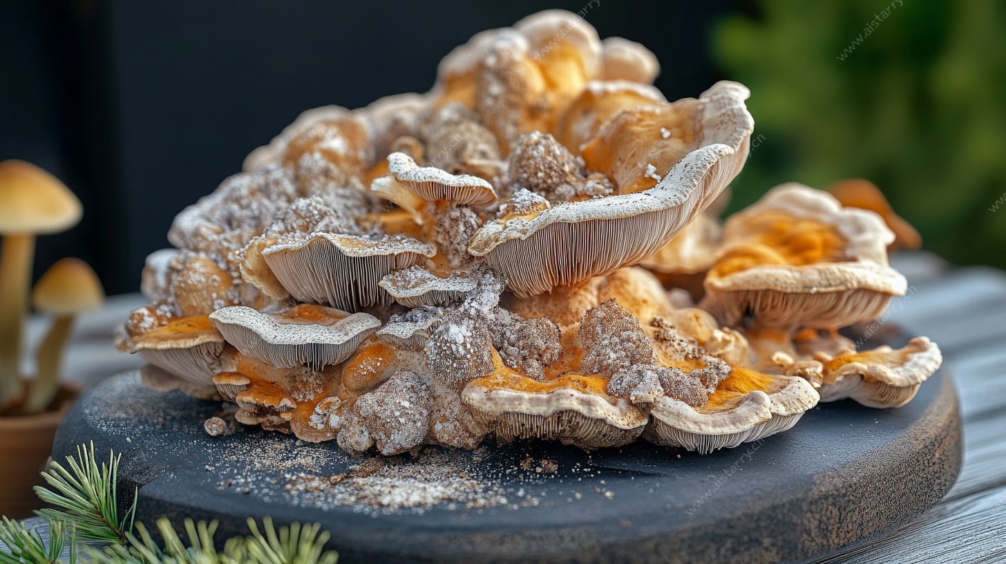 堆叠的多彩蘑菇摆件