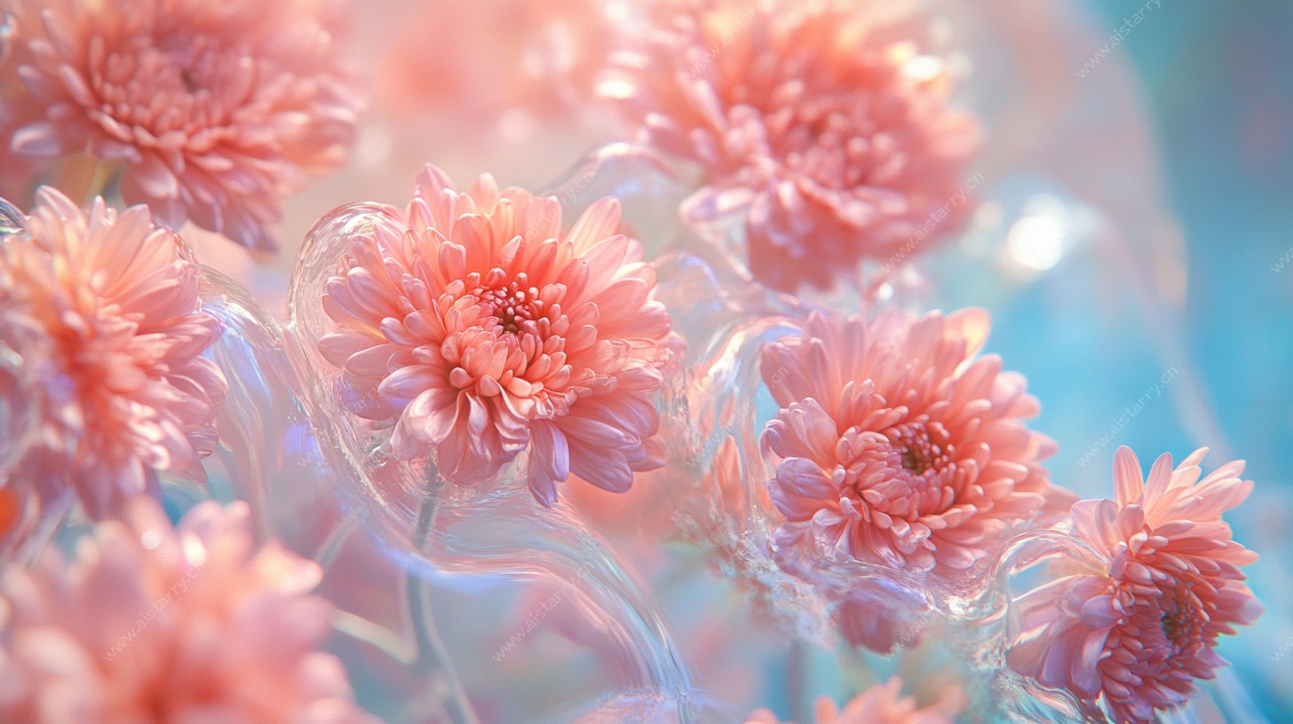 梦幻粉色菊花特写