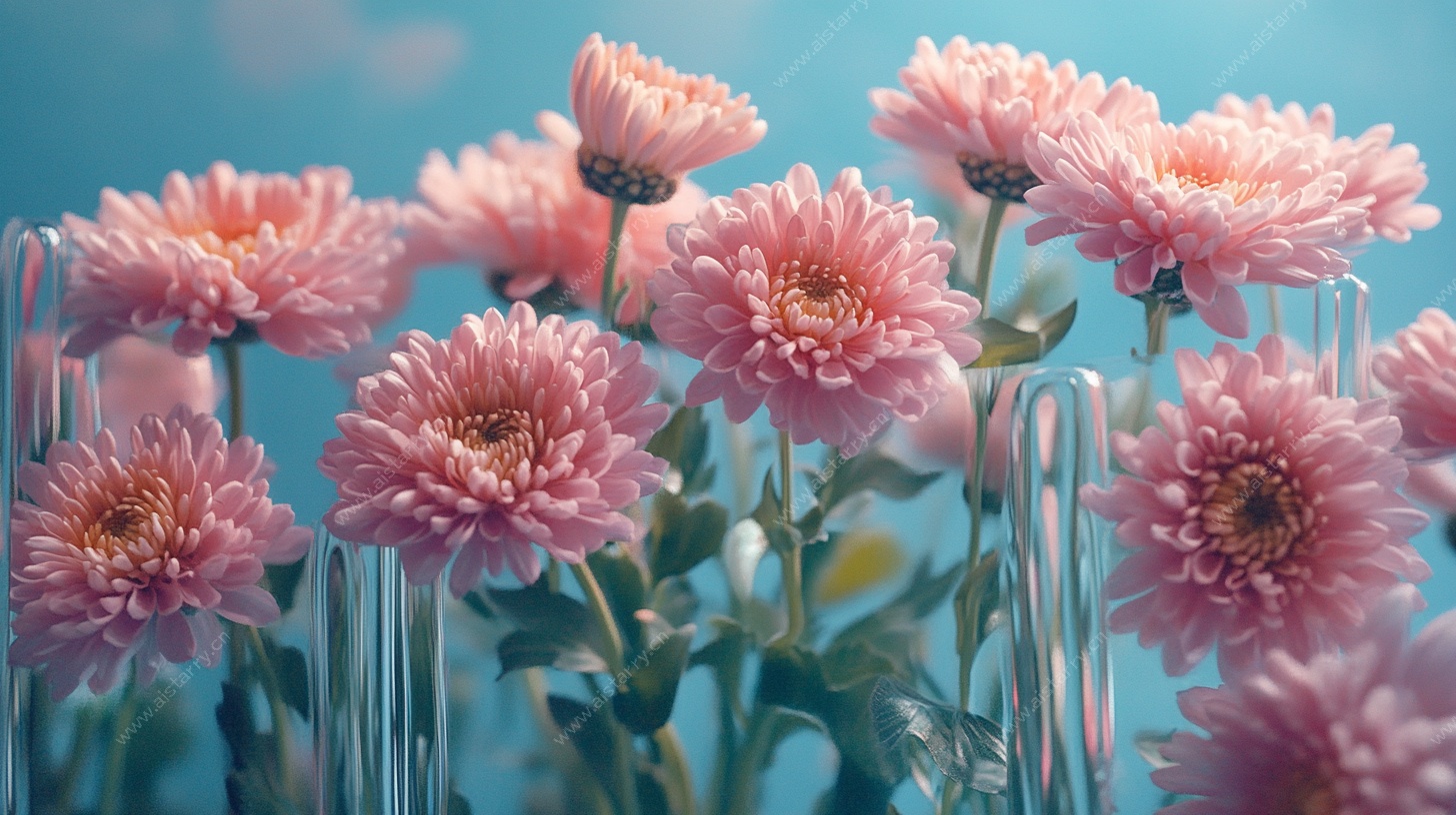 粉色雏菊玻璃瓶清新组图