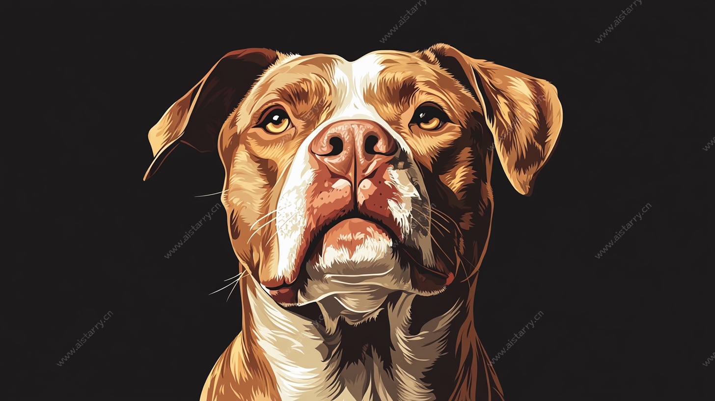 可爱比特犬肖像插画