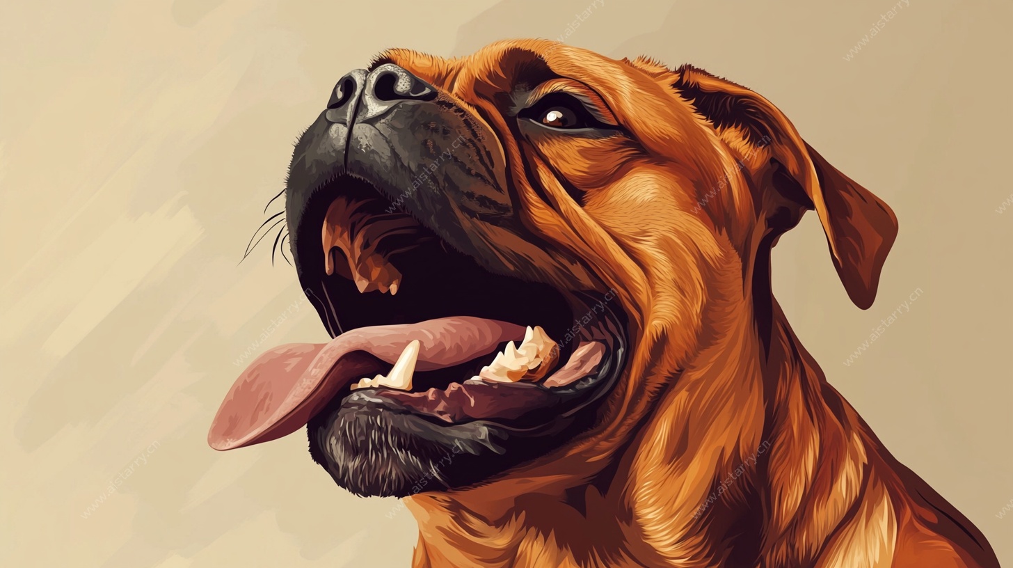 张嘴吐舌的可爱罗威纳犬