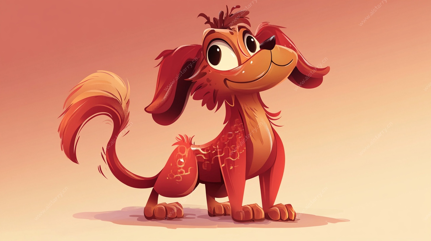可爱红毛卡通小狗形象