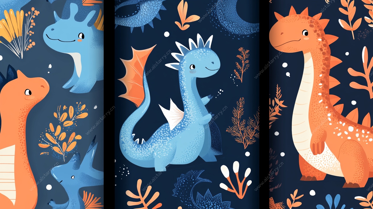 可爱恐龙插画图案集合