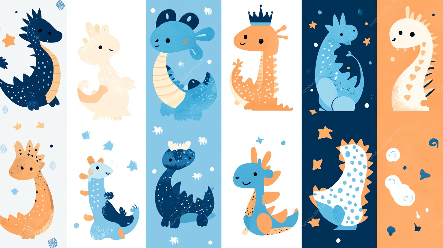 可爱卡通恐龙图案集合