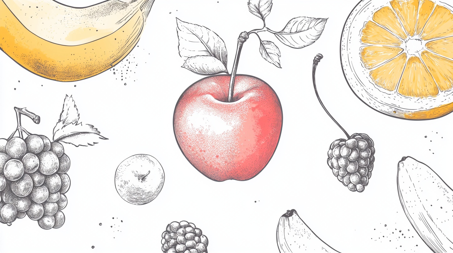 手绘多彩水果插画