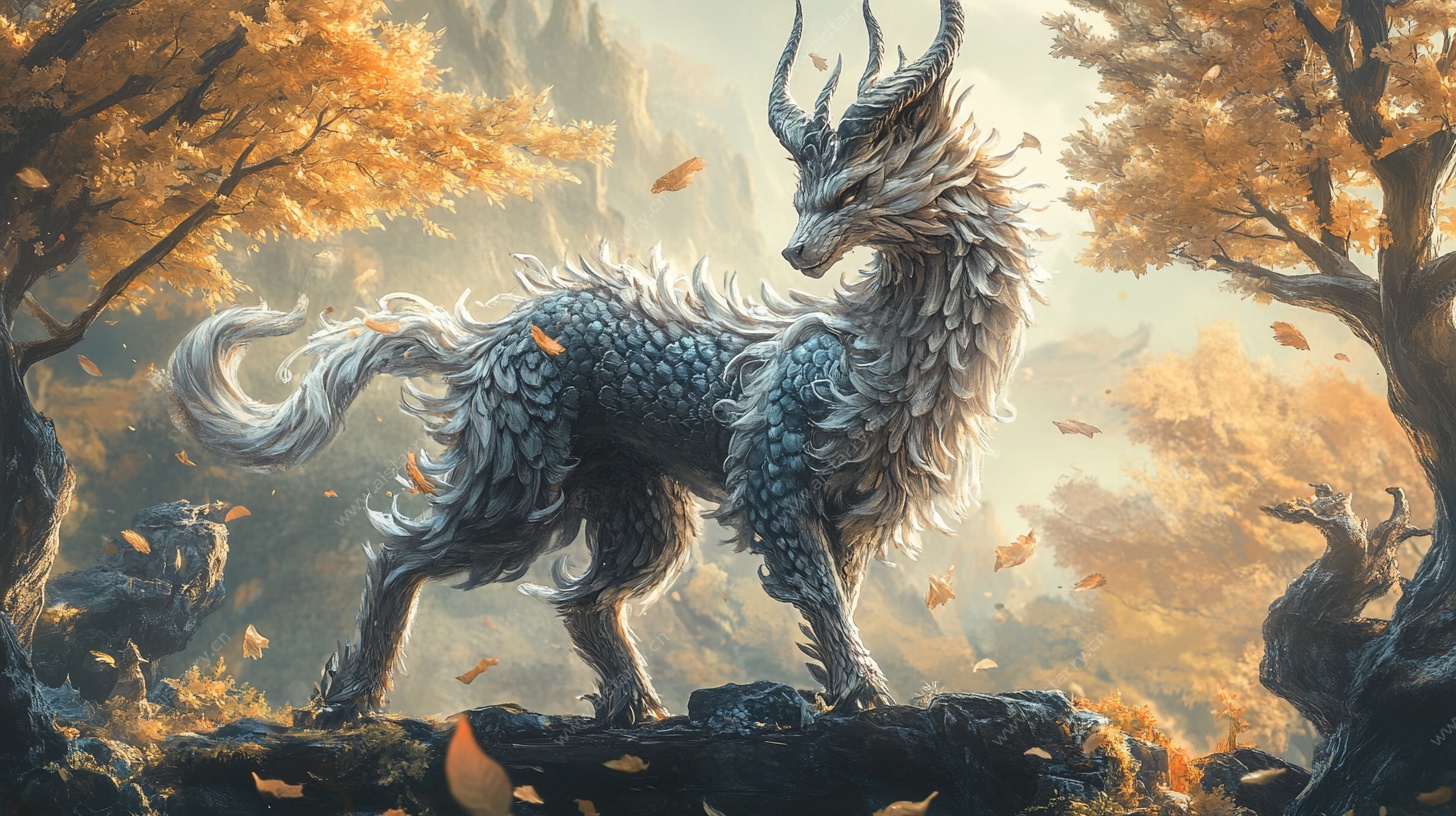 秋日幻兽立于林间