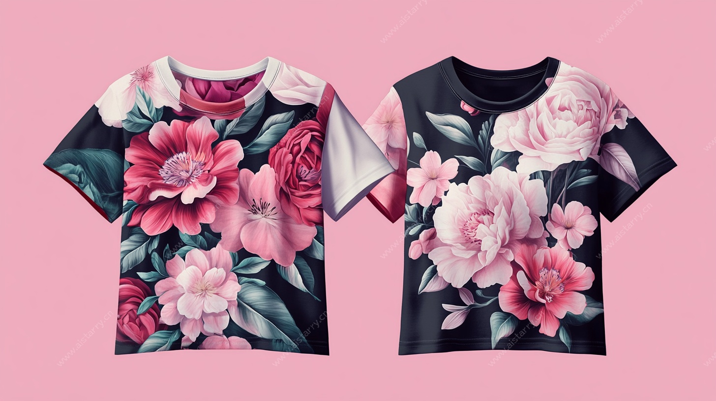 花卉图案短袖T恤设计