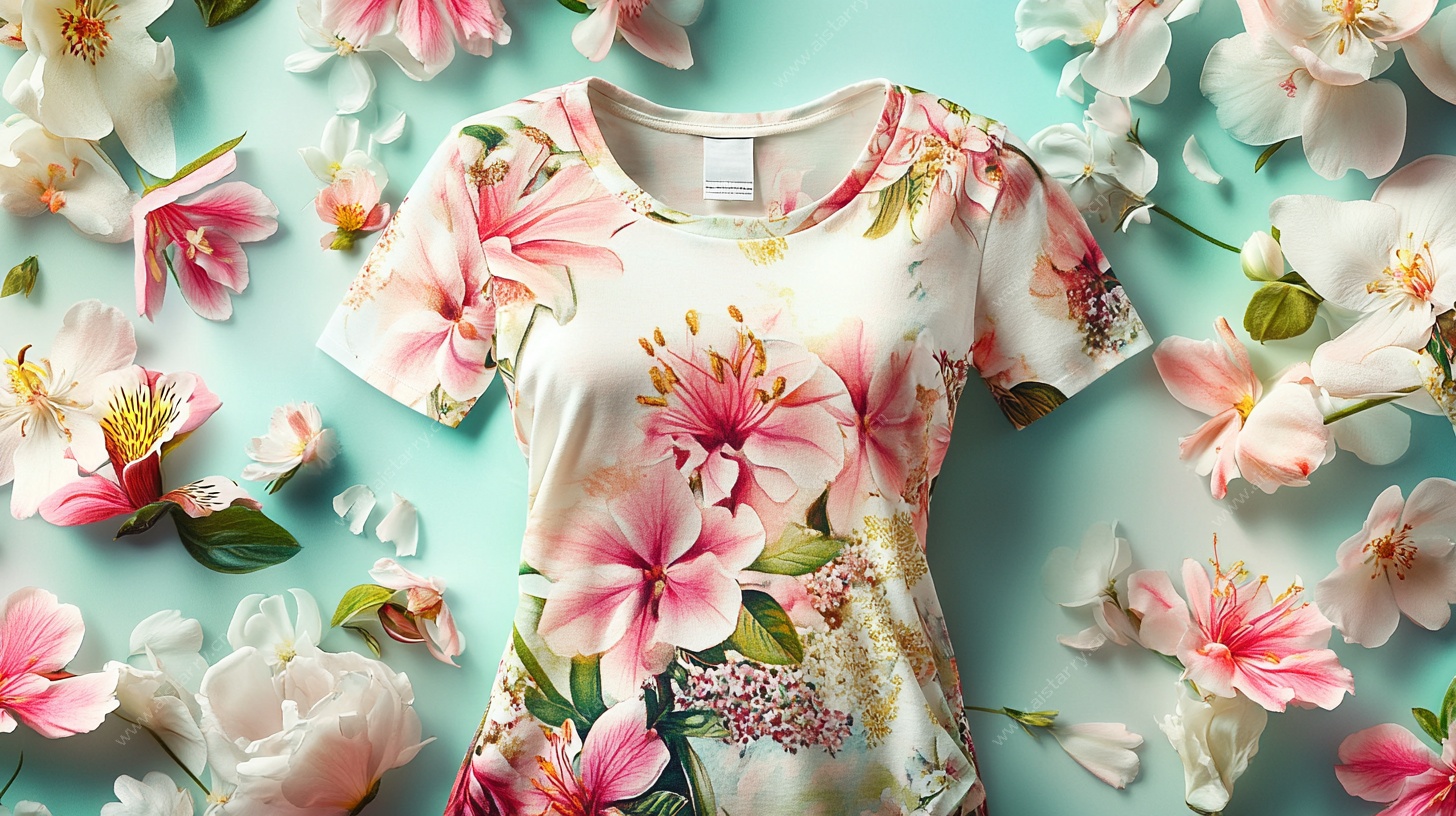 花卉印花短袖上衣展示