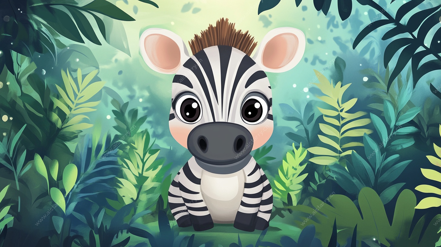 可爱斑马的丛林奇遇