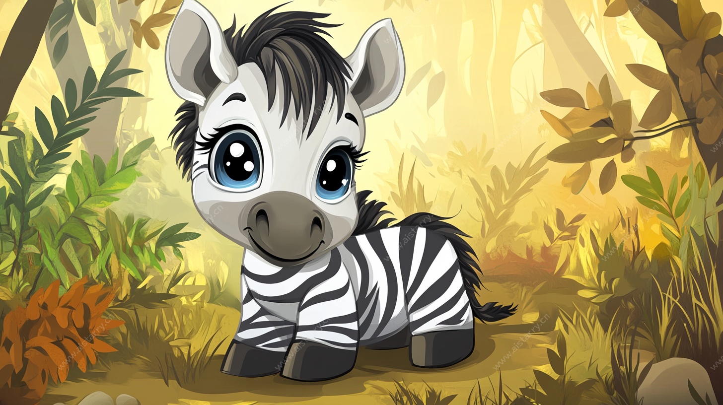 森林中的可爱斑马