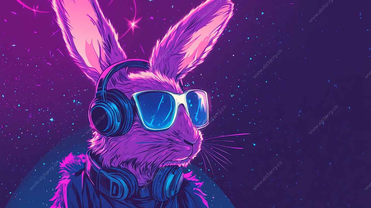 酷炫潮流兔子太空形象