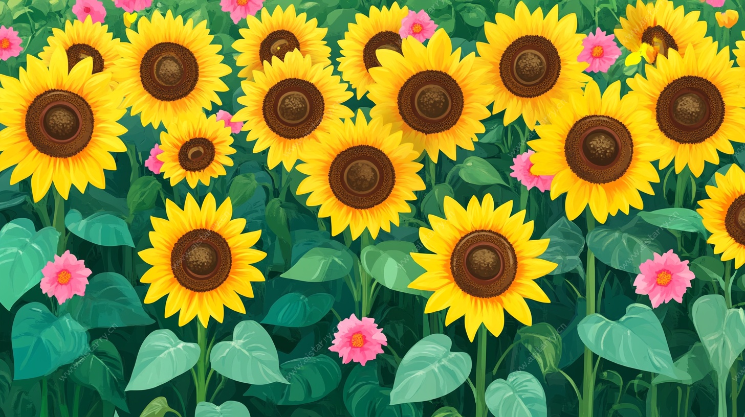 向日葵花海插画