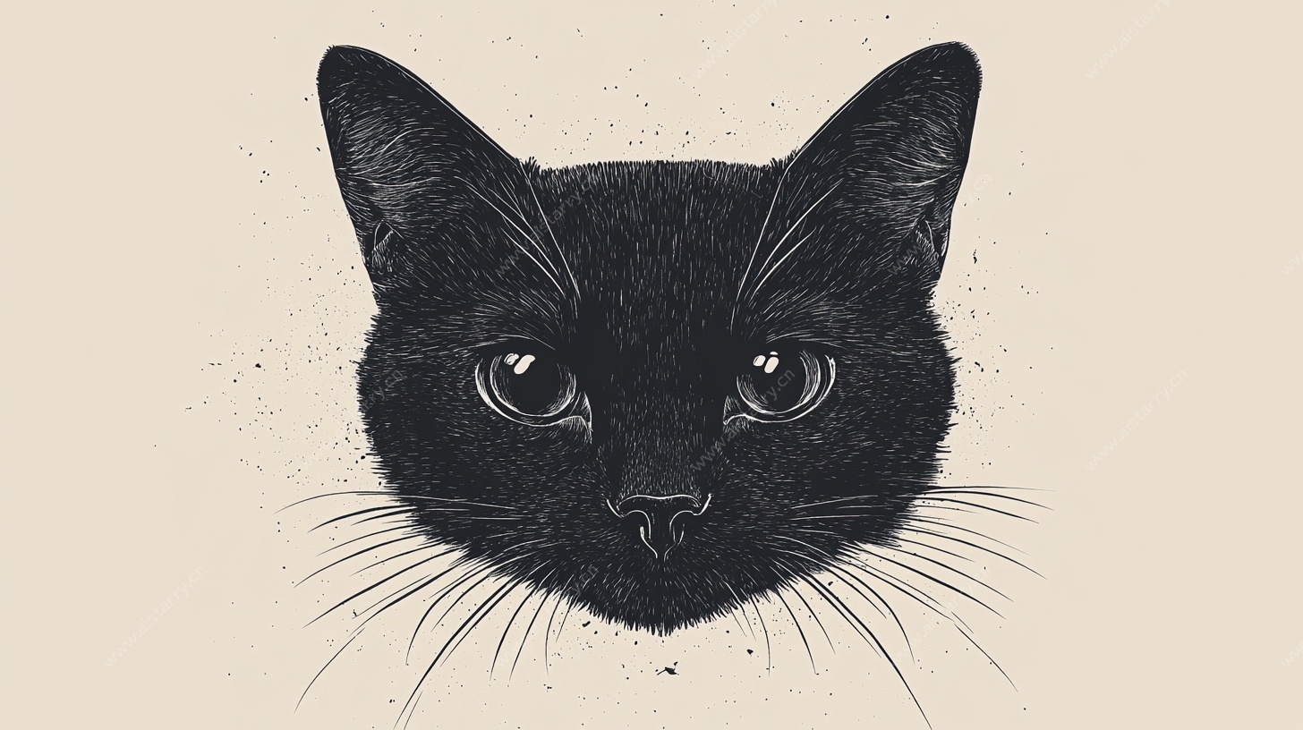 黑猫肖像插画