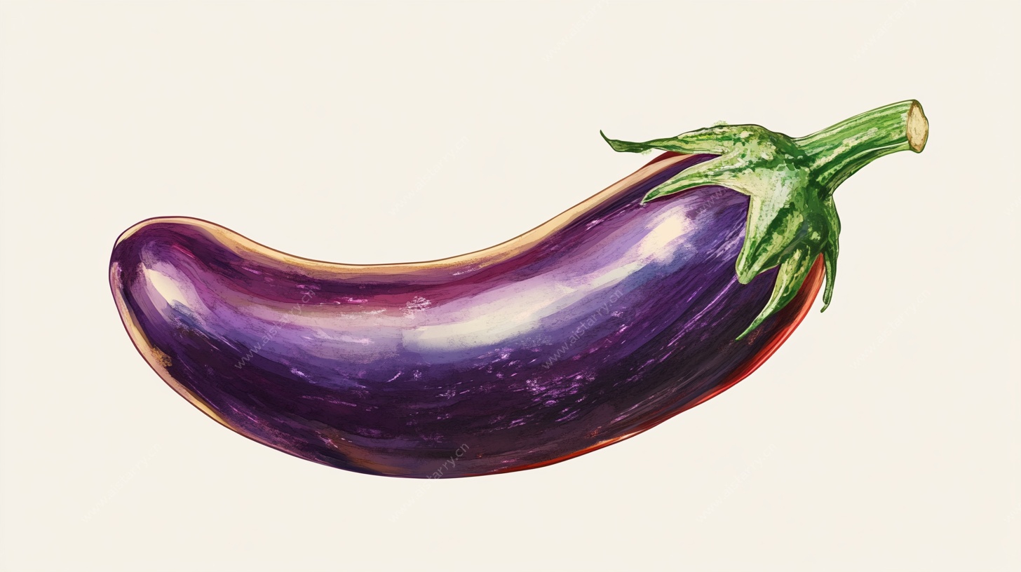 手绘紫色茄子插画