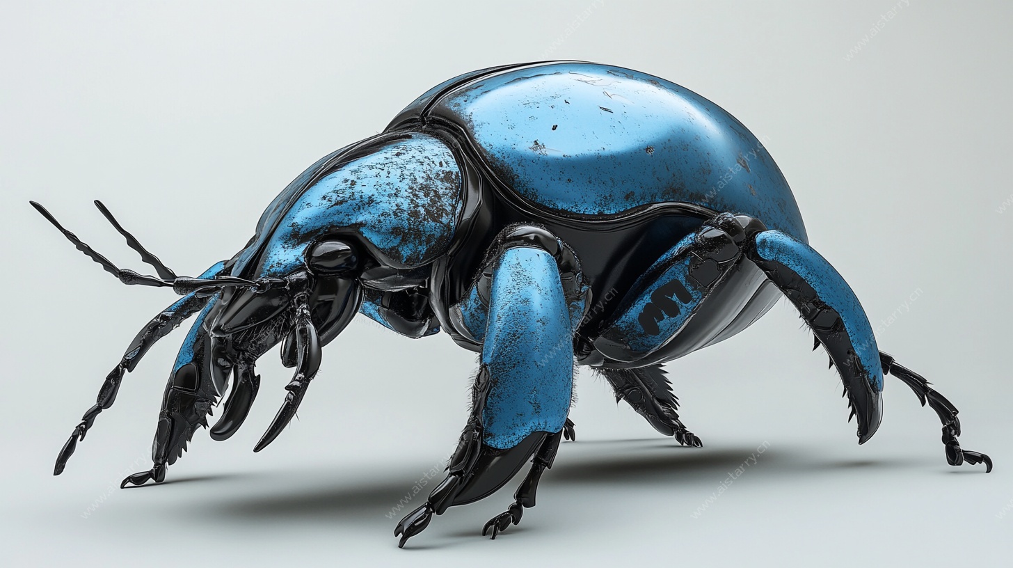 蓝色机械甲虫3D模型