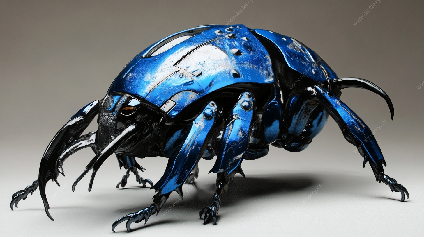 蓝色机械甲虫模型