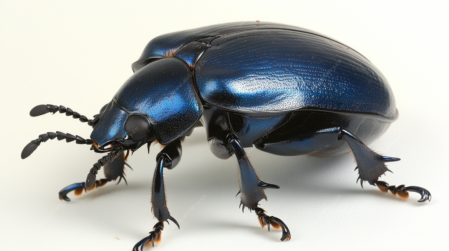 蓝黑色甲虫特写