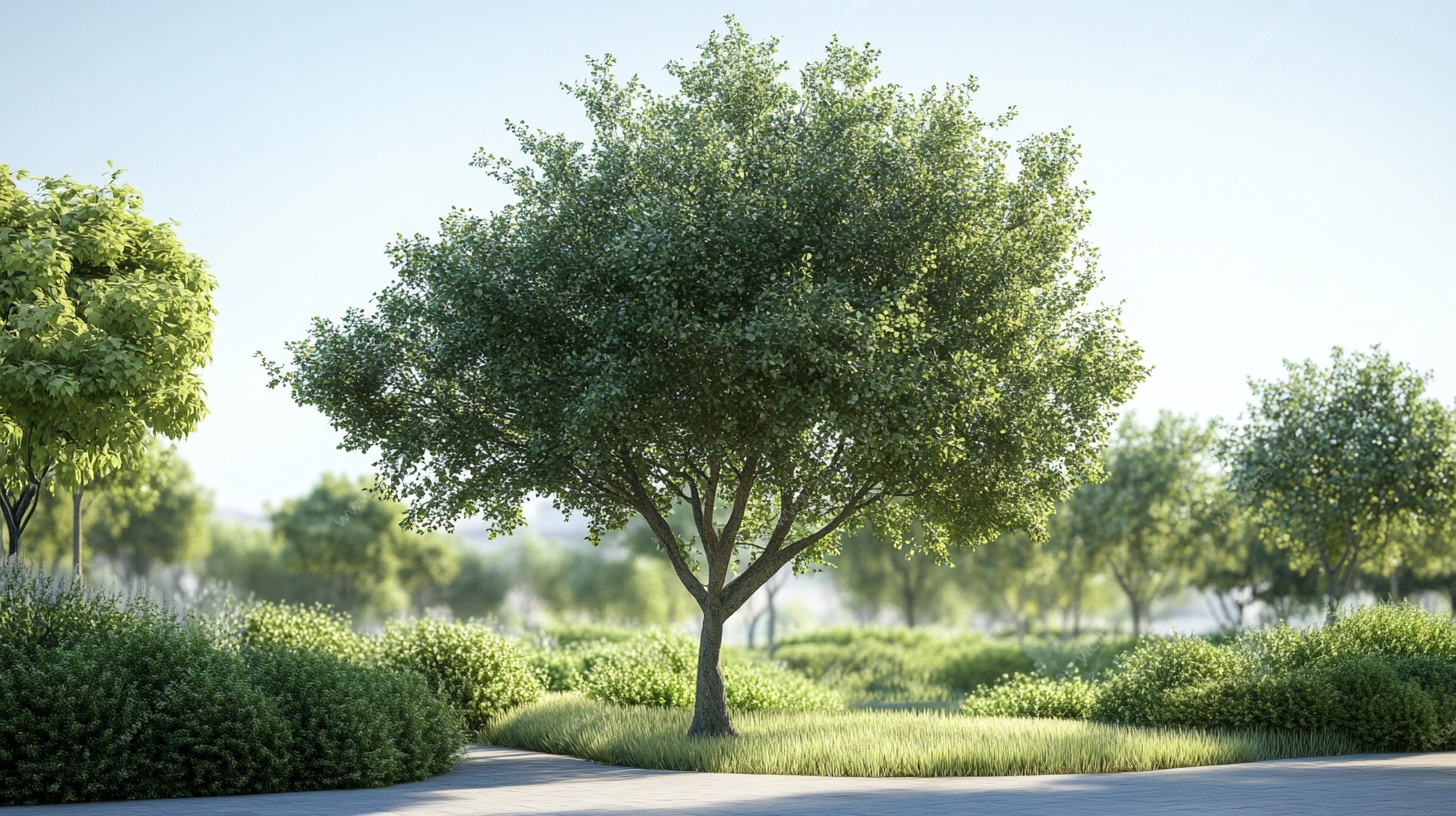 夏日林荫道绿树风景图