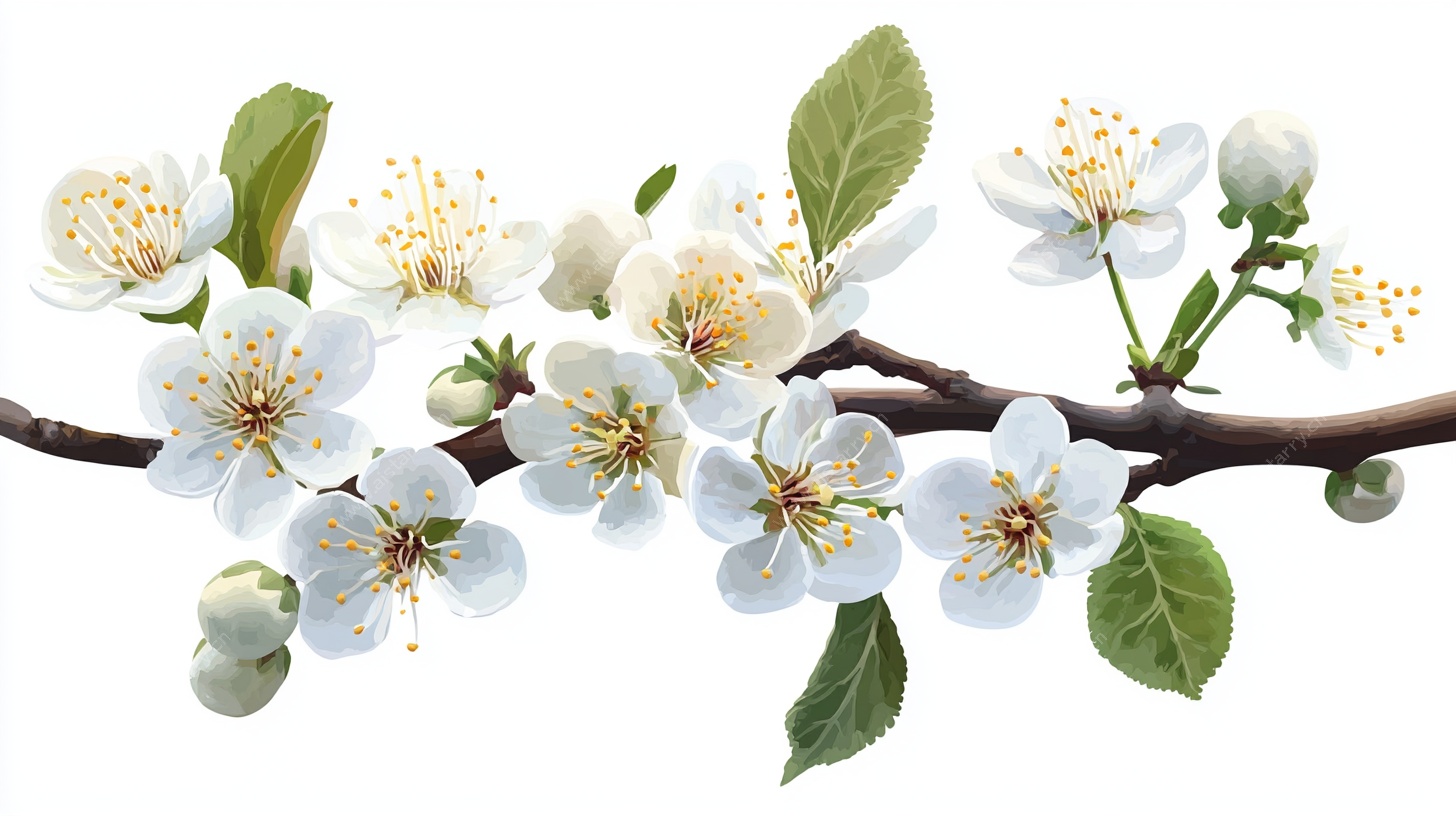 枝头绽放的洁白春花