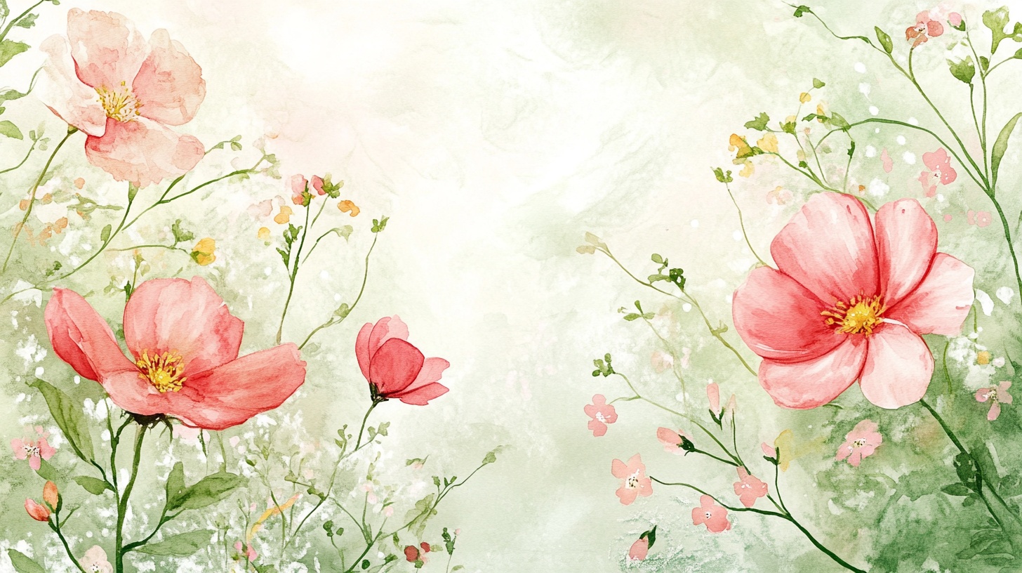 春日水彩花卉绘景图