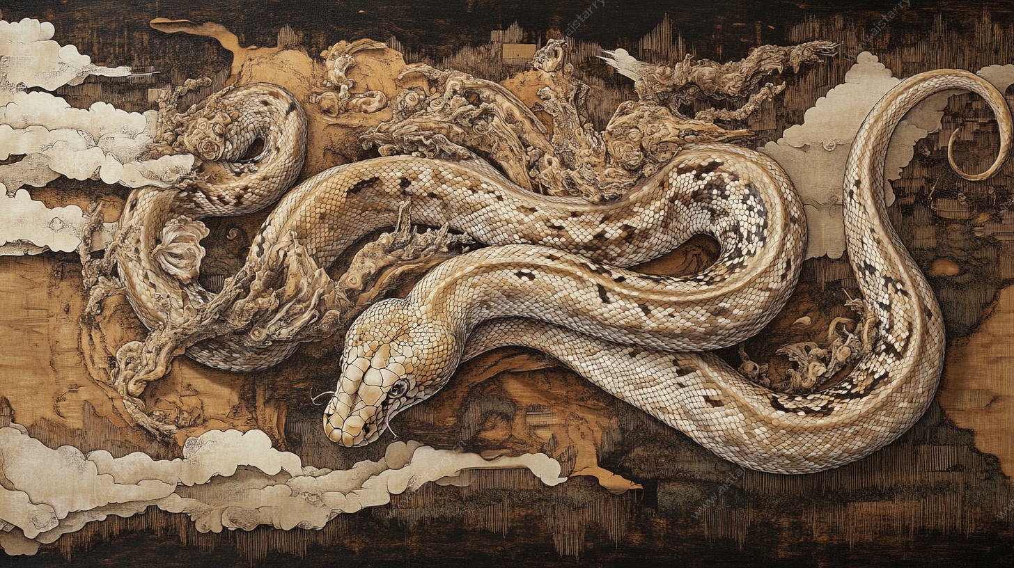 盘绕的巨蟒艺术画作