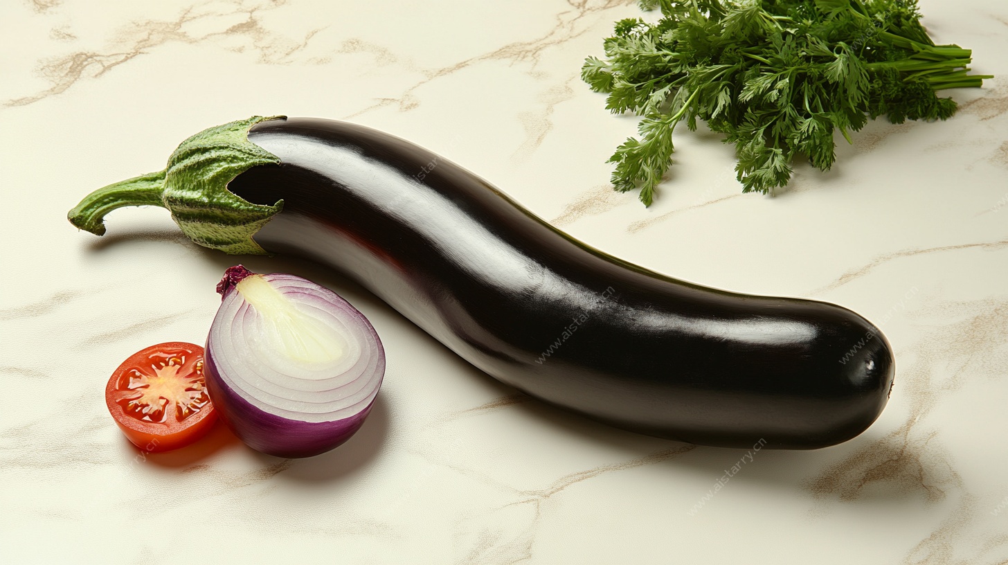 紫茄配时蔬 清新静物图