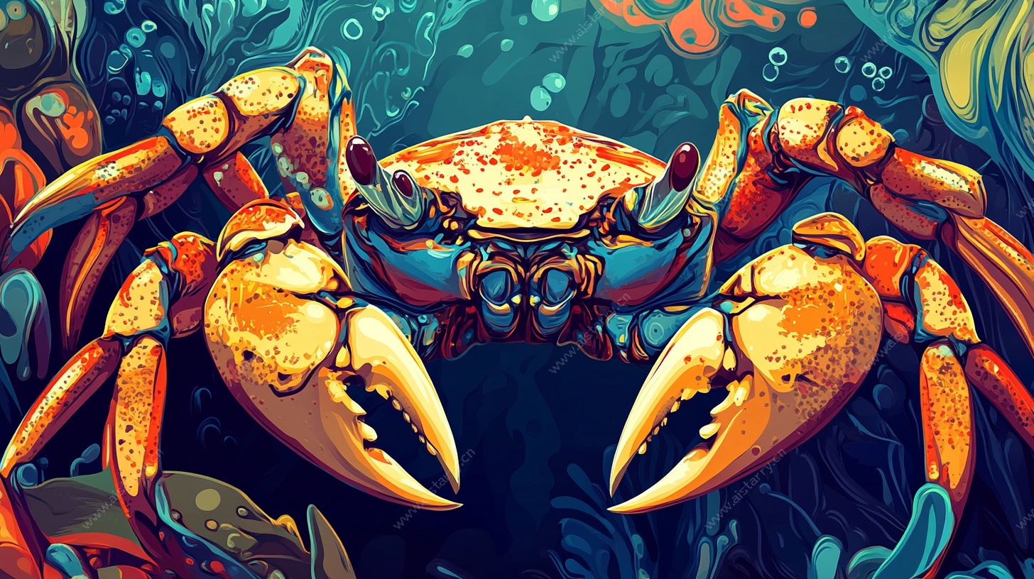 深海大螃蟹奇幻插画