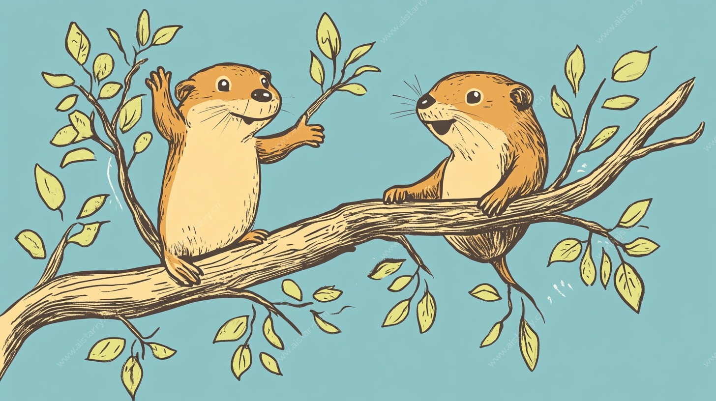 树上水獭互动图