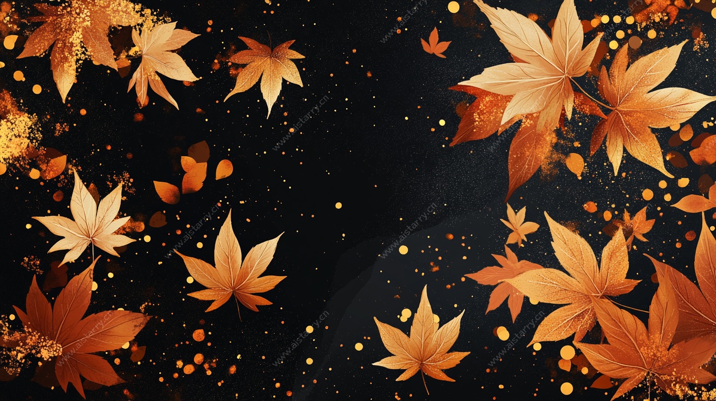 飘落的金色枫叶背景图