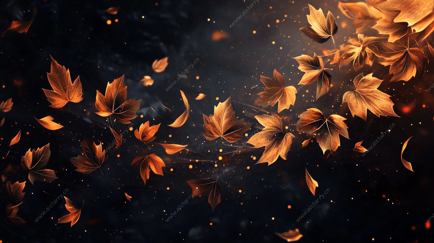 飞舞秋叶的梦幻夜色