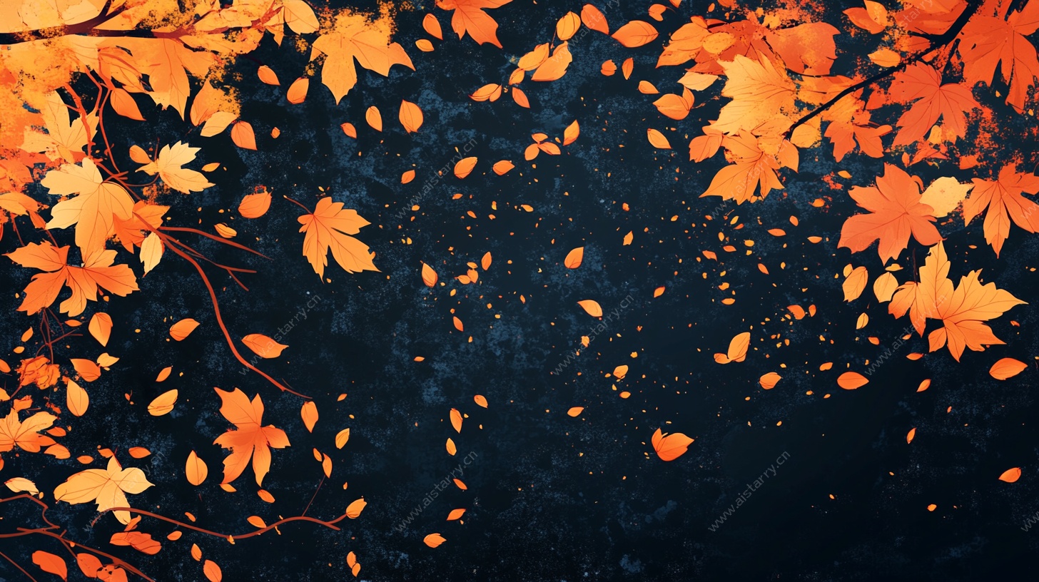 秋日枫叶飘落背景图